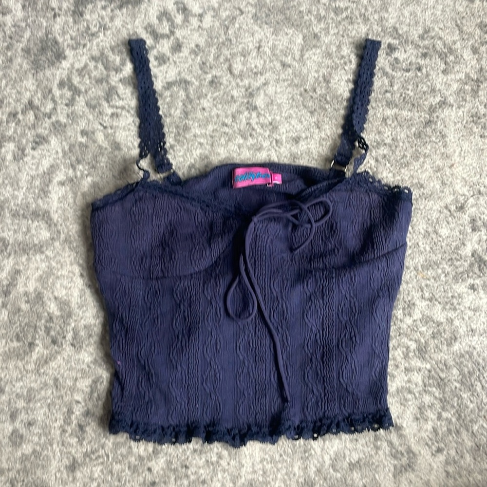Navy Blue Edikted Crop top